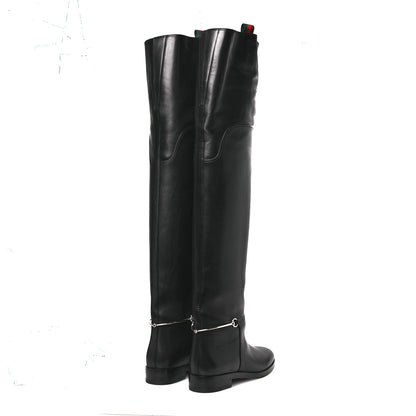 Gucci Calfskin Slim Horsebit Over The Knee High Boots 37 Black 5 of 13