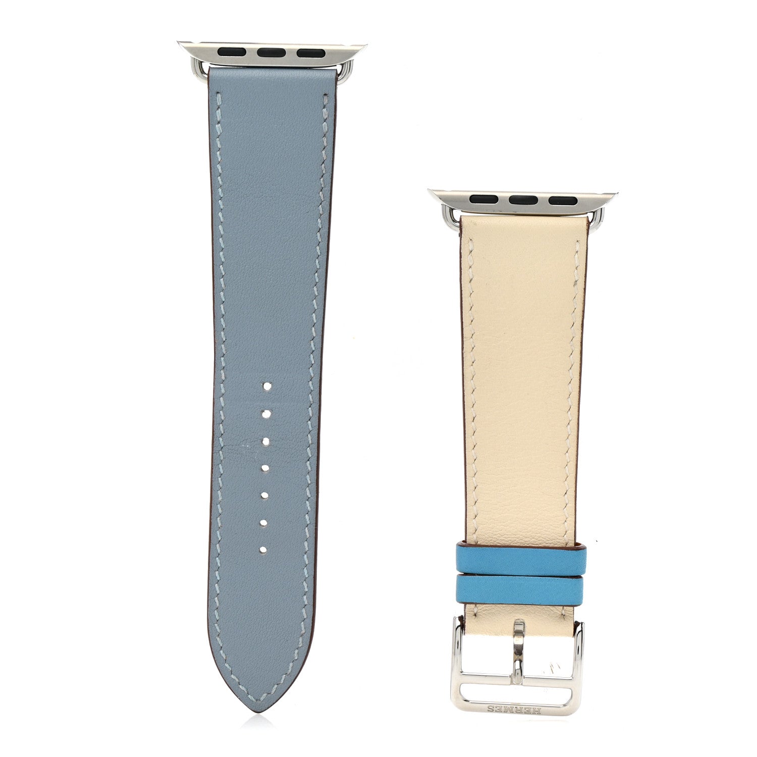 Hermes Swift 44mm Apple Watch Single Tour Bleu Lin Craie Bleu Du Nord 1 of 5