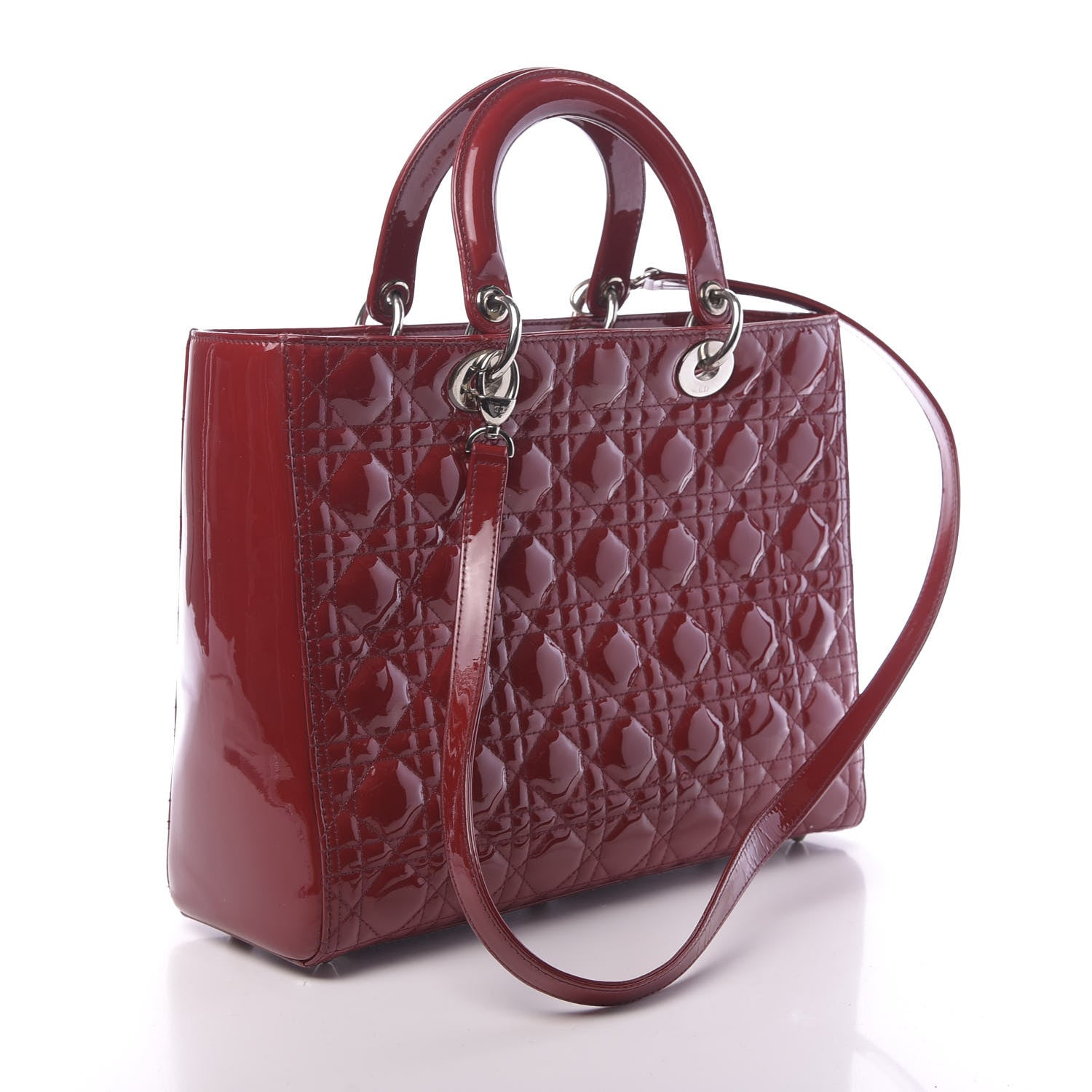 Christian Dior Patent Cannage Large Lady Dior Red 3 of 14