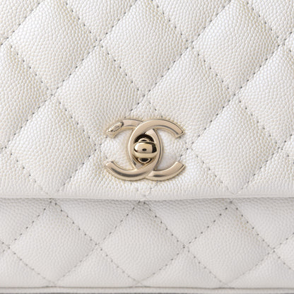 Chanel Iridescent Caviar Quilted Extra Mini Coco Handle Flap Ivory 9 of 10