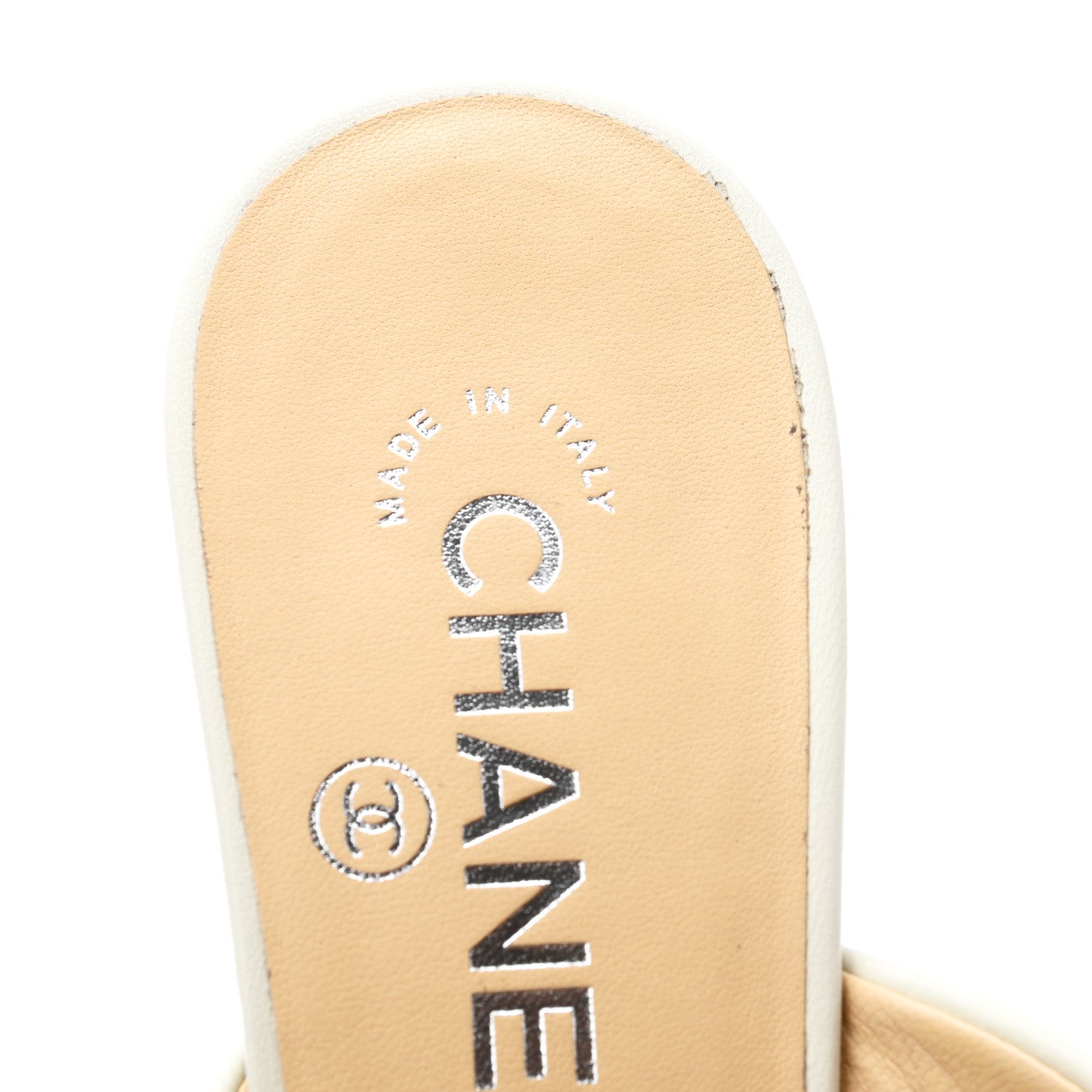 Chanel Lambskin Grosgrain Cap Toe CC Mules 40.5 White 10 of 10