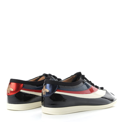 Gucci Patent Calfskin Mens Web Falacer Sneakers 8 Black 4 of 10