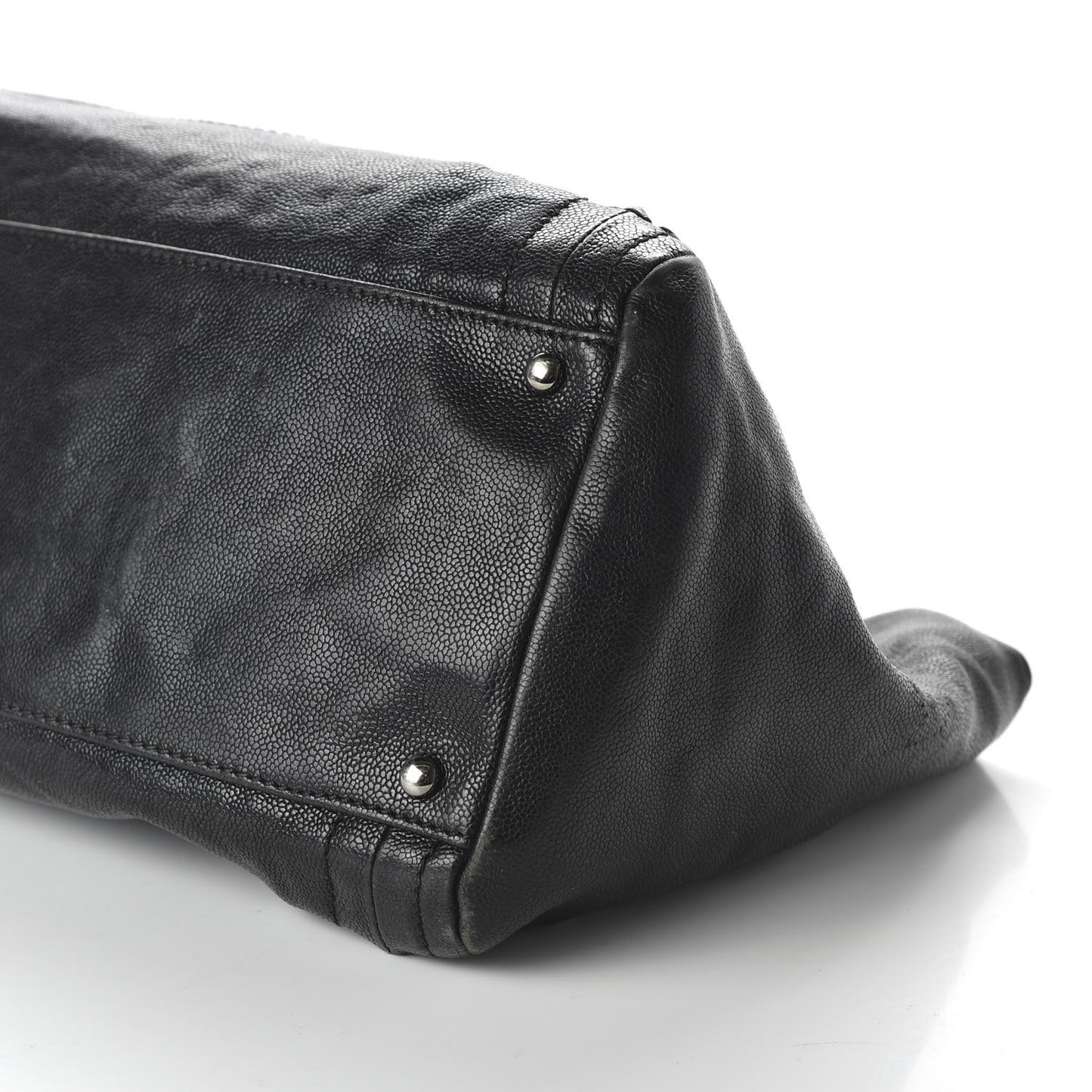 Glazed Caviar East West Modern Chain Tote Black