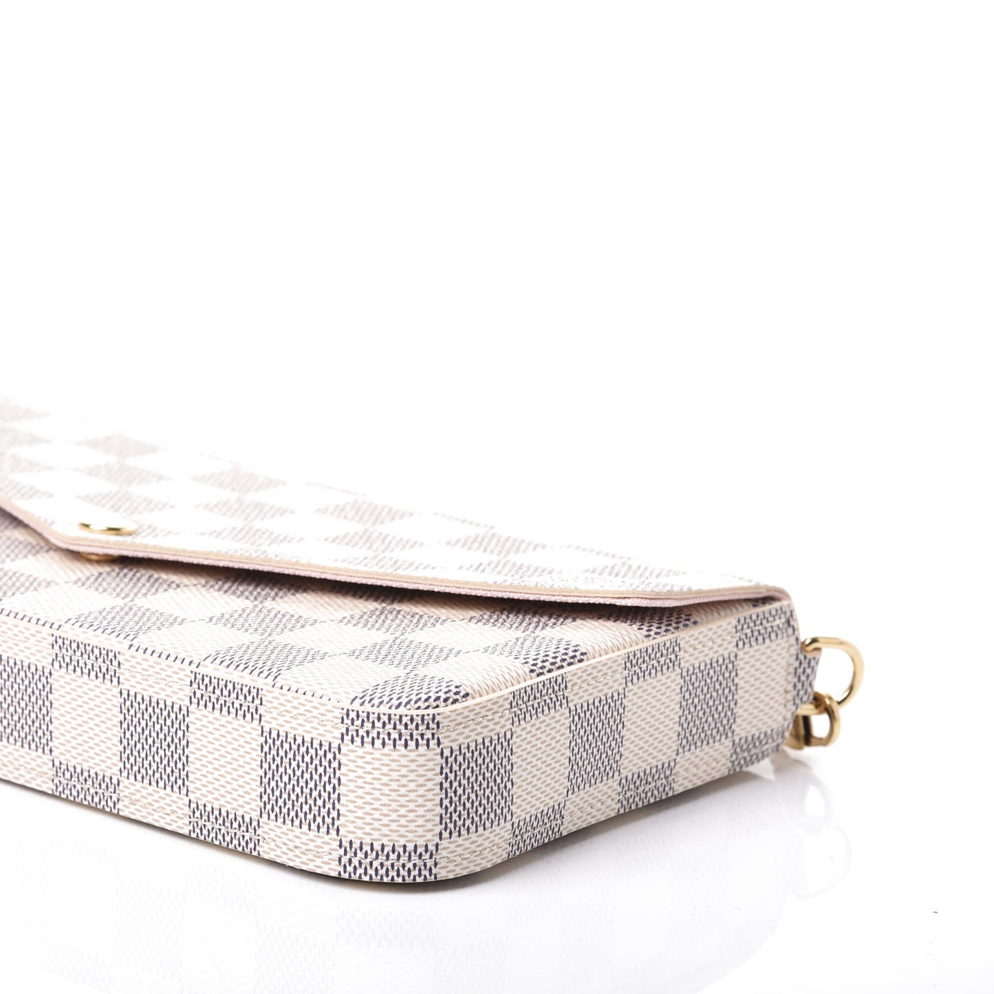 Damier Azur Pochette Felicie Chain Wallet Rose Ballerine