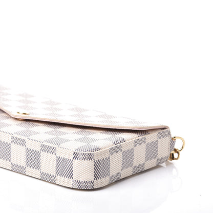 Louis Vuitton Damier Azur Pochette Felicie Chain Wallet Rose Ballerine 7 of 10