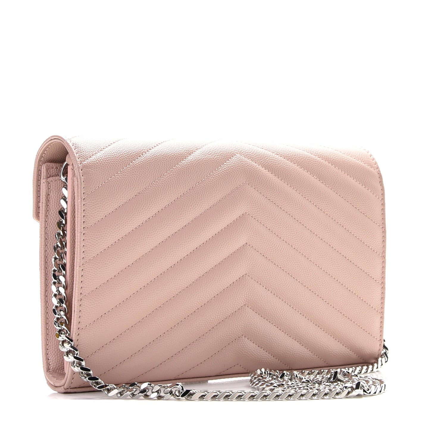 Grain De Poudre Matelasse Chevron Monogram Chain Wallet Pale Pink