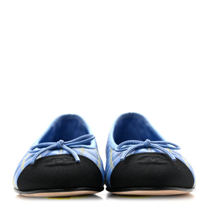 Chanel Lambskin Embroidered Grosgrain Cap Toe CC Ballerina Flats 40 Blue Yellow Black 3 of 9