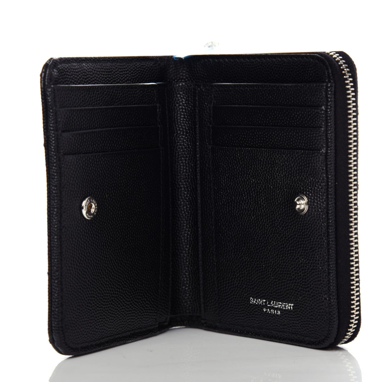 Grain De Poudre Matelasse Chevron Monogram Compact Zip Around Wallet Black