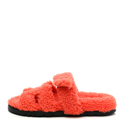 Hermes Woolskin Womens Chypre Sandals 37 Orange 1 of 8