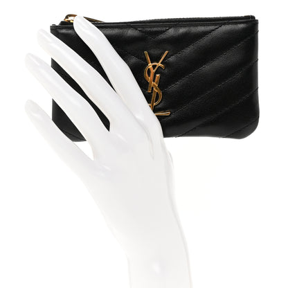 Saint Laurent Calfskin Matelasse Monogram Key Pouch Black 2 of 7