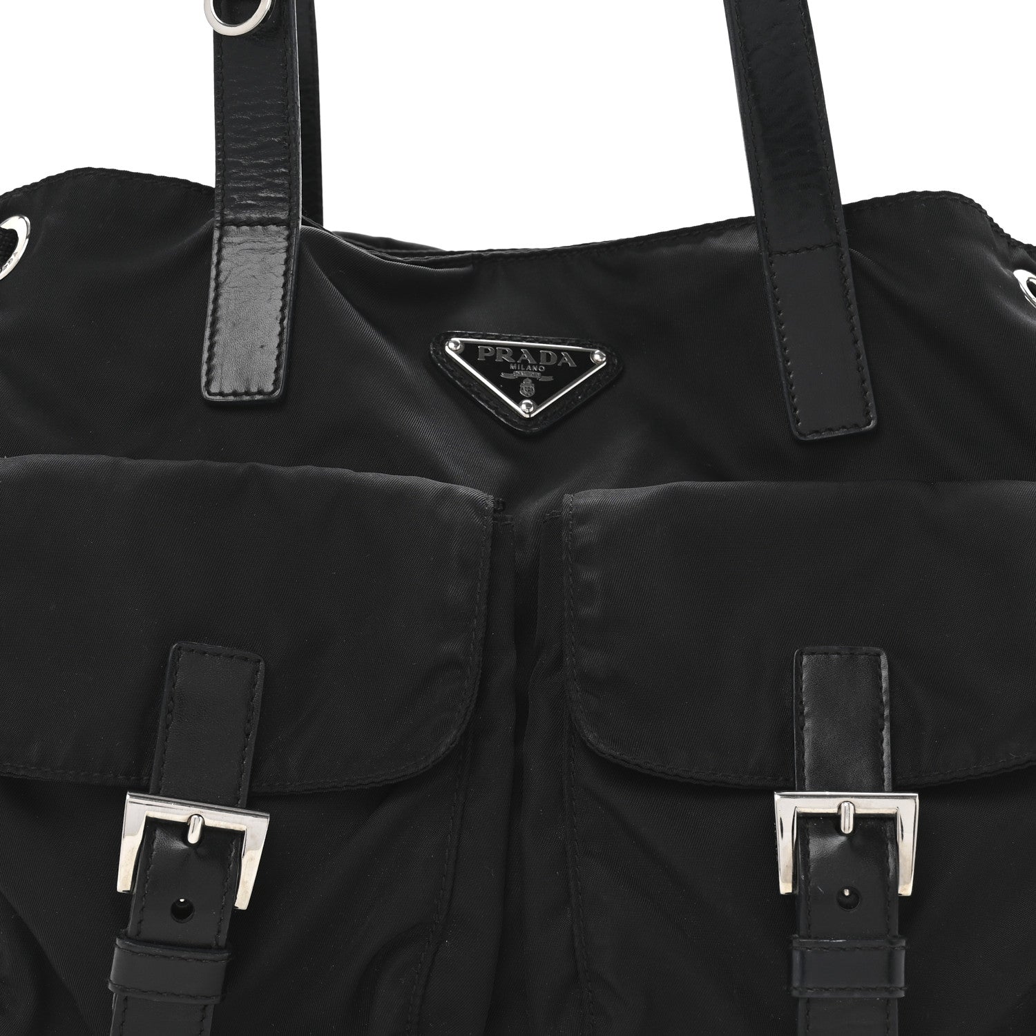Prada Nylon Vela Drawstring Shopping Tote Black 7 of 12