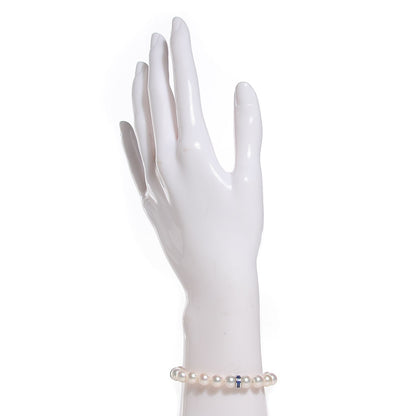 Mikimoto 18K White Gold Akoya Pearl Blue Sapphire 7.5mm Ocean Bracelet 2 of 7