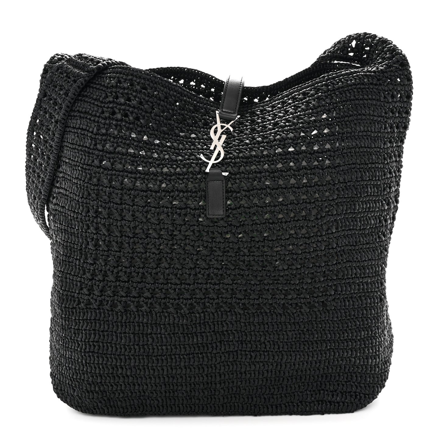 Raffia Monogram Le 5 A 7 Medium Tote Black
