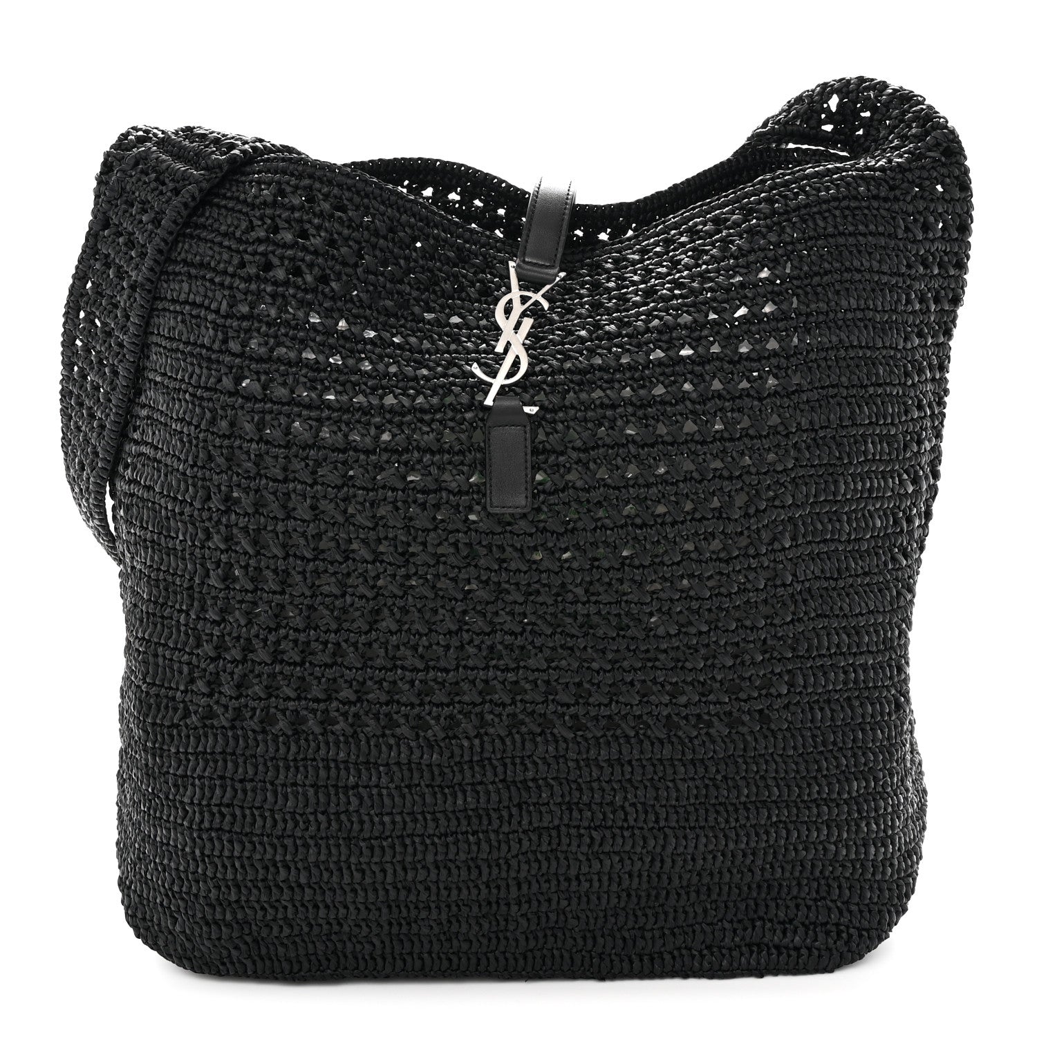 Saint Laurent Raffia Monogram Le 5 A 7 Medium Tote Black 1 of 10