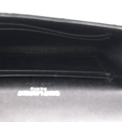 Saint Laurent Grain De Poudre Matelasse Chevron Small Monogram Envelope Wallet Black 5 of 7