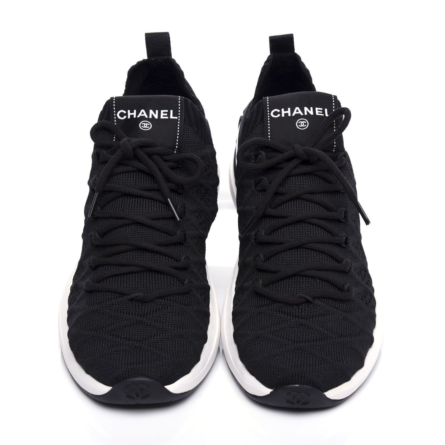Chanel Fabric Logo Sneakers 38.5 Black 5 of 10