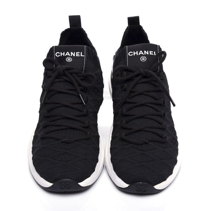Chanel Fabric Logo Sneakers 38.5 Black 5 of 10