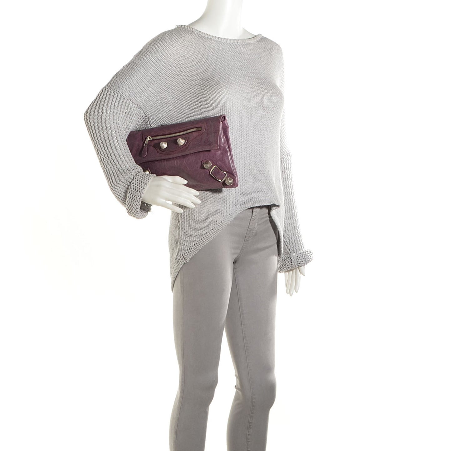 Agneau Giant 21 Silver Hardware Envelope Clutch Murier