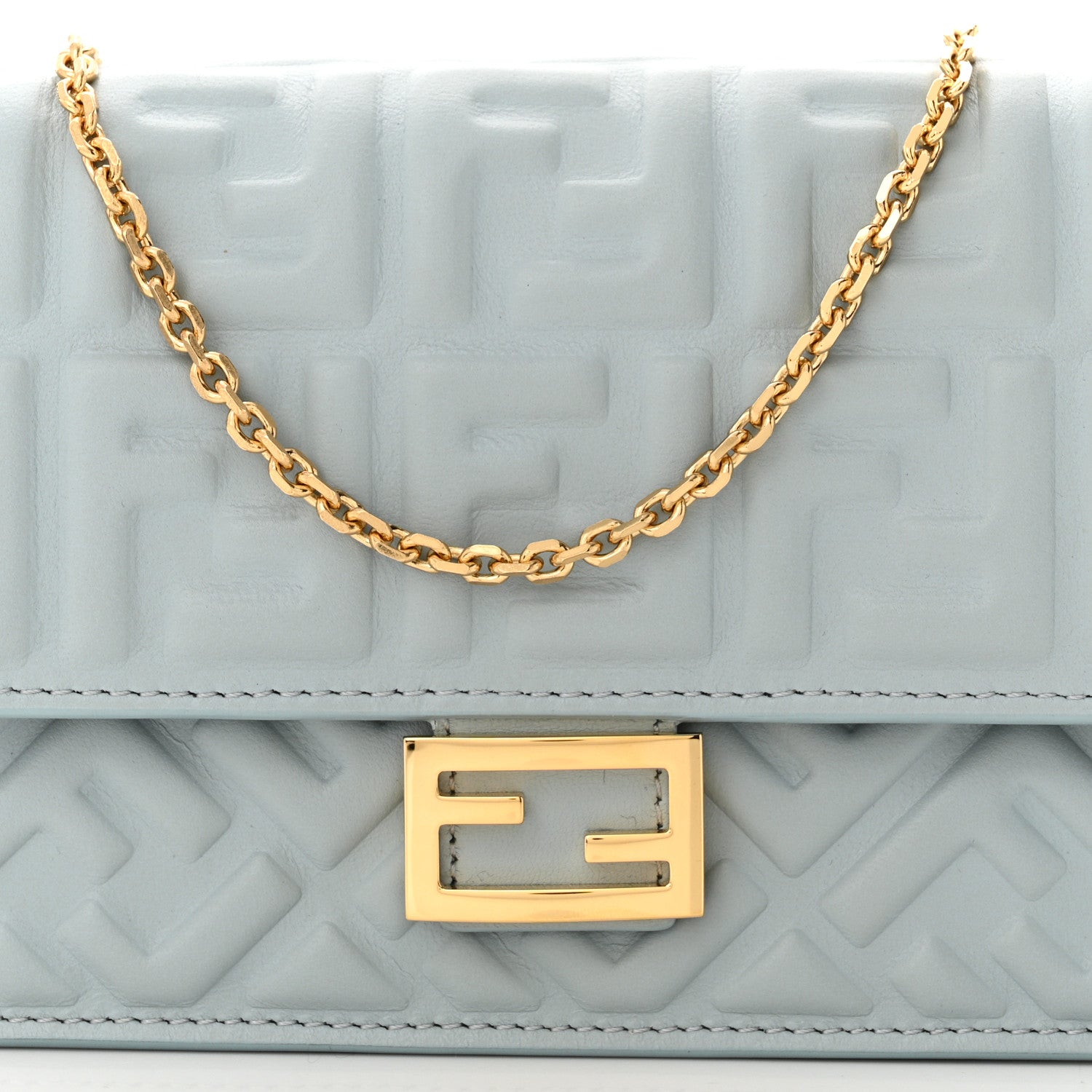 Fendi Nappa Matisse FF Embossed Wallet On Chain Baguette Anice 8 of 12