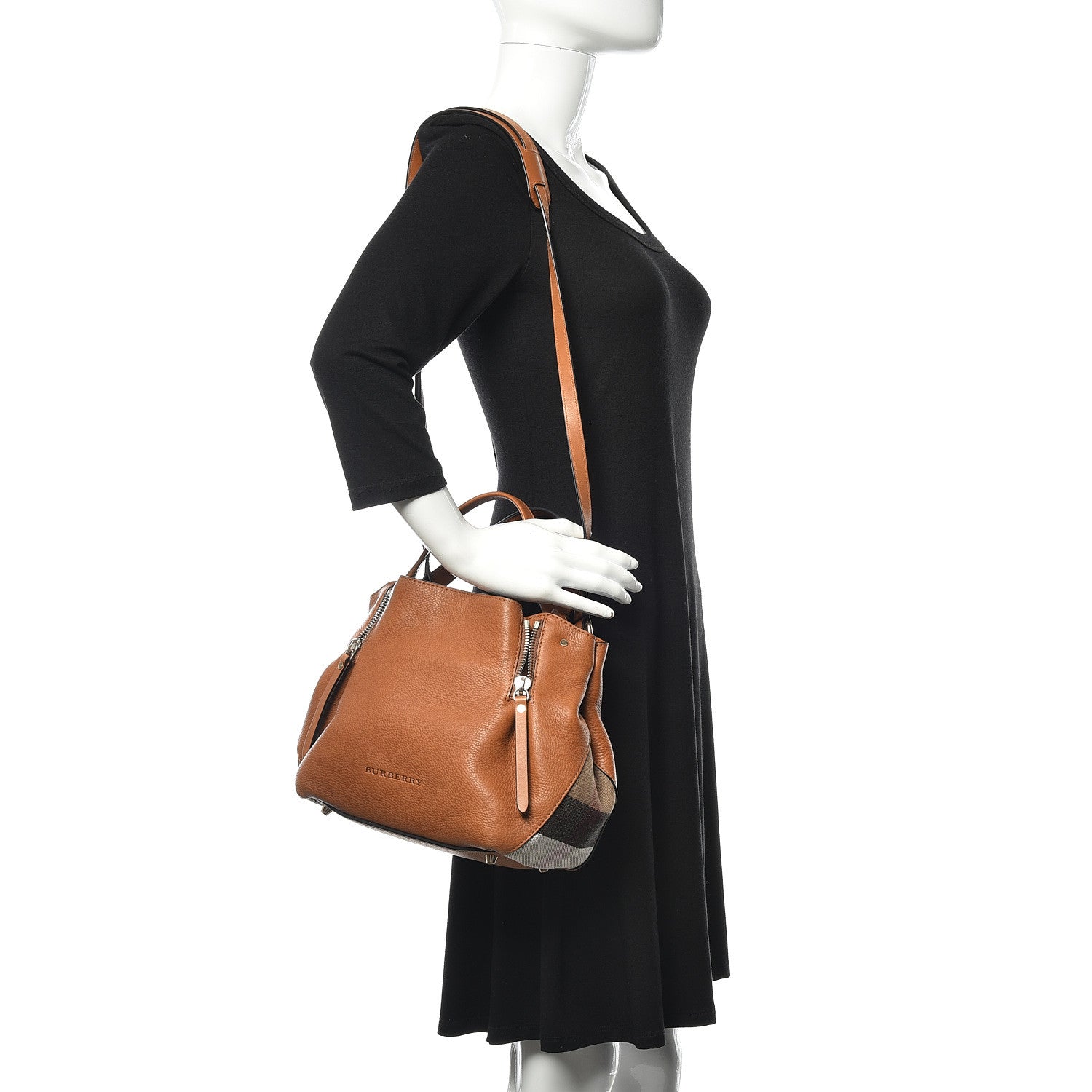 Burberry Grainy Calfskin House Check Small Maidstone Saddle Brown 2 of 11