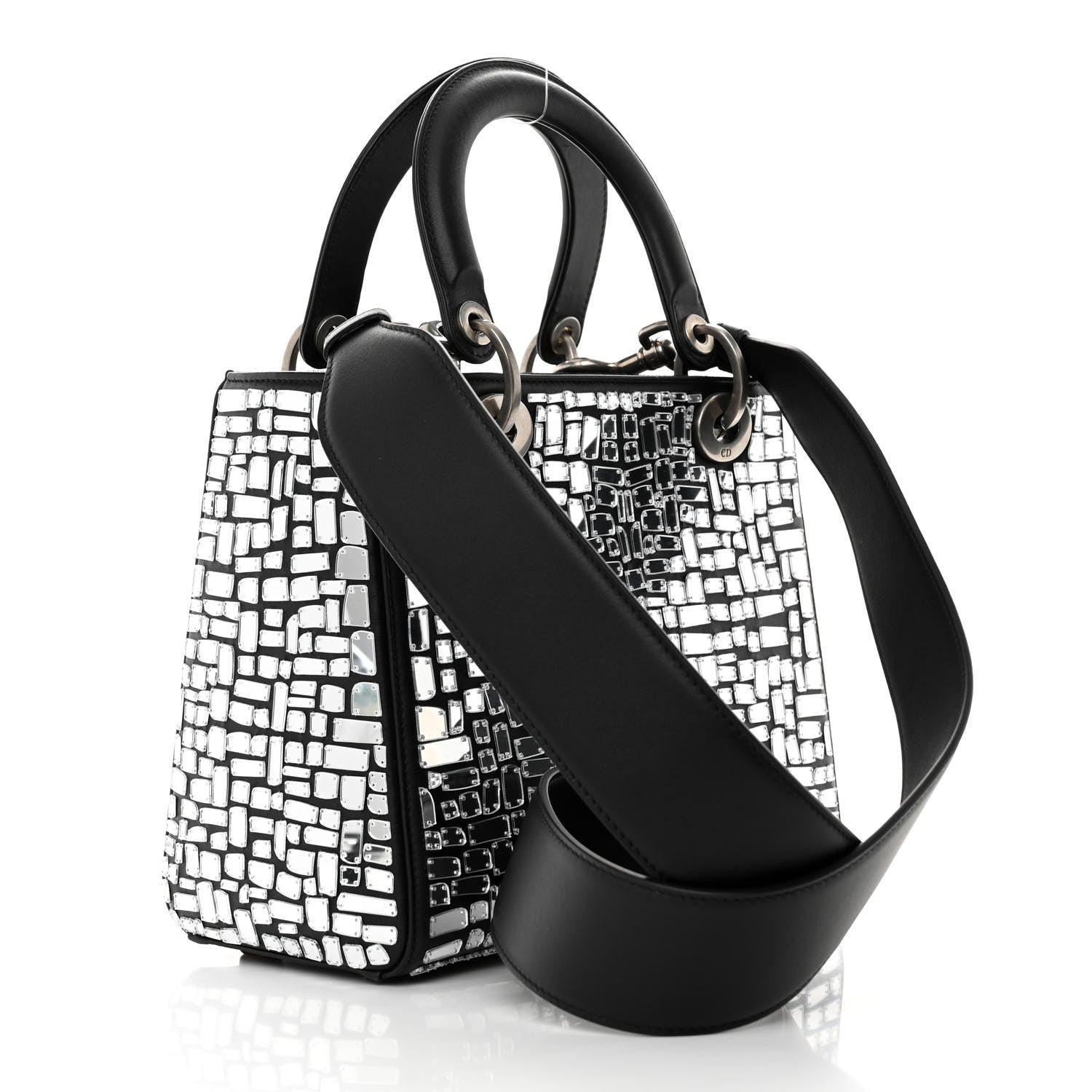 Christian Dior Smooth Calfskin Embroidered Medium Mosaic of Mirrors Lady Dior Black 3 of 11