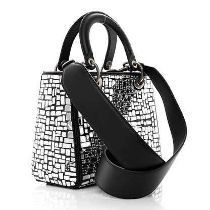 Christian Dior Smooth Calfskin Embroidered Medium Mosaic of Mirrors Lady Dior Black 3 of 11