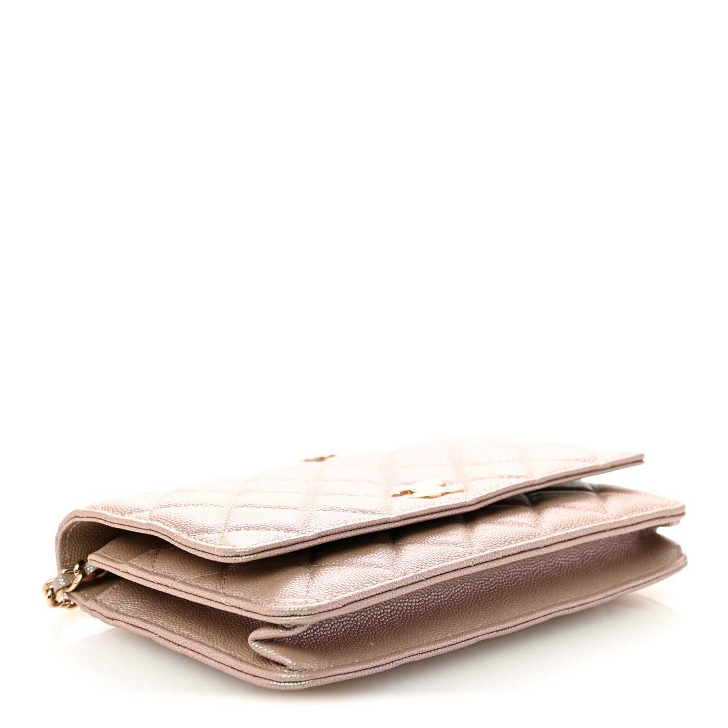 Chanel Iridescent Caviar Quilted Wallet on Chain WOC Beige 4 of 13