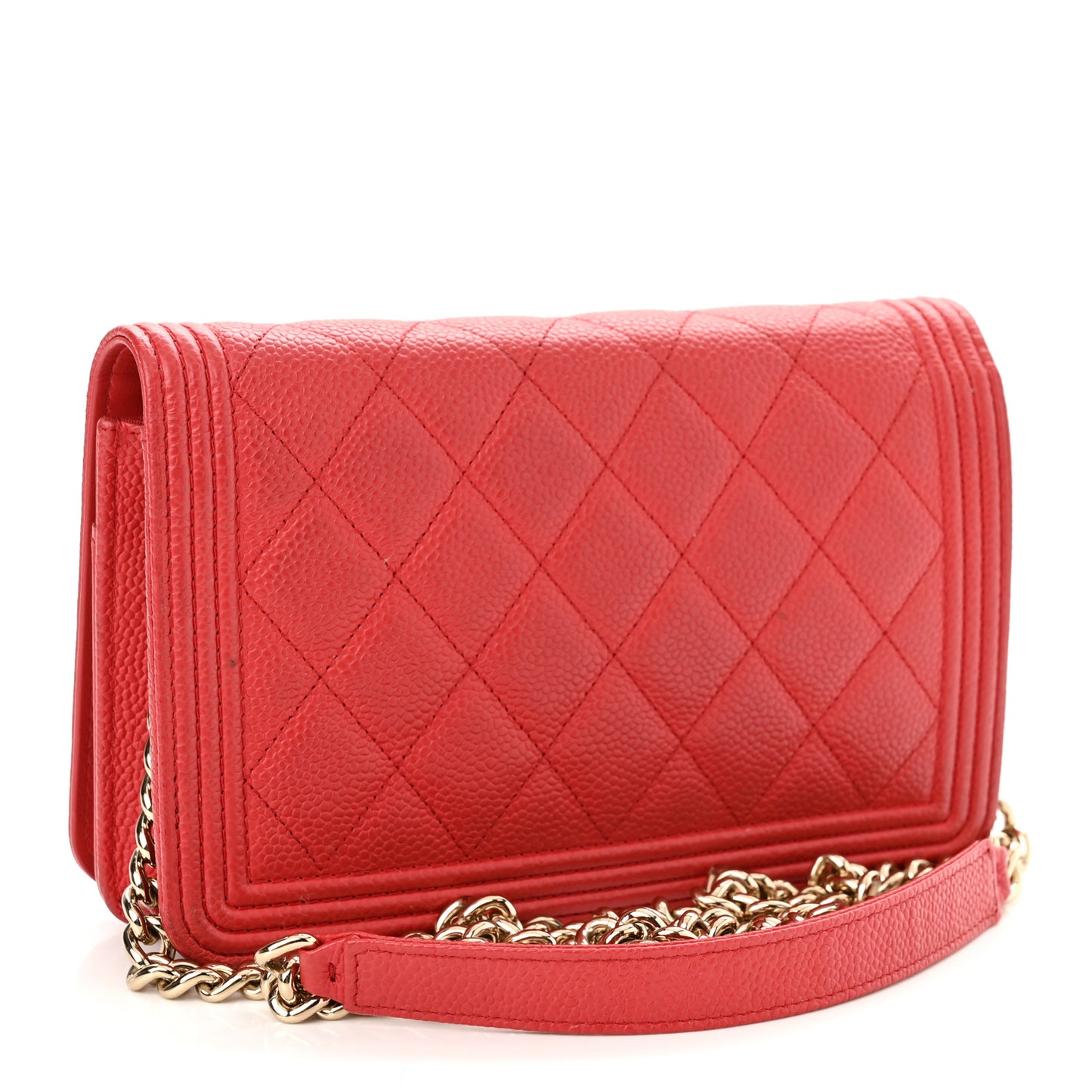 Caviar Quilted Boy Wallet On Chain WOC Red