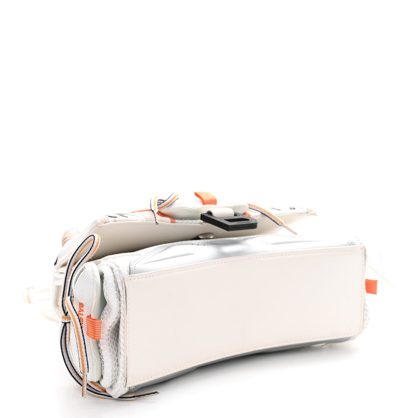 Faux Calfskin Fabric Glow In The Dark Small Sneakerhead Top Handle Bag White Orange