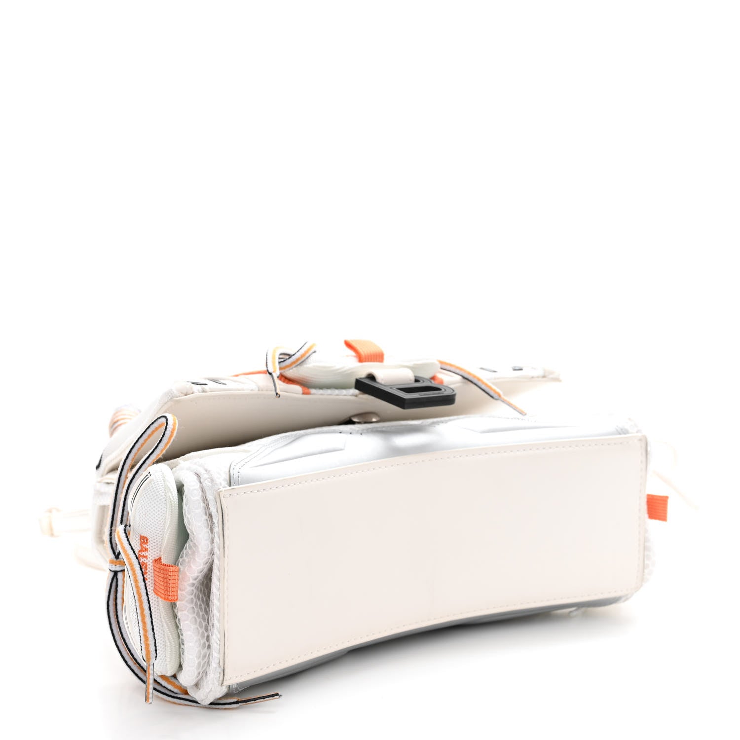 Balenciaga Faux Calfskin Fabric Glow In The Dark Small Sneakerhead Top Handle Bag White Orange 4 of 11