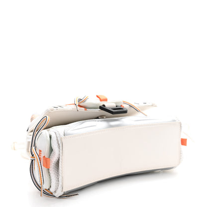 Balenciaga Faux Calfskin Fabric Glow In The Dark Small Sneakerhead Top Handle Bag White Orange 4 of 11