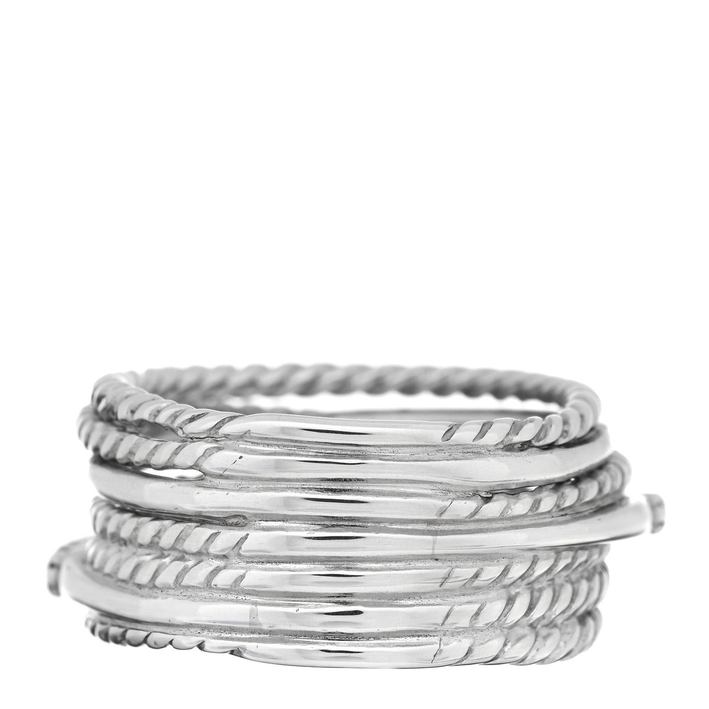 Sterling Silver Diamond 11mm Wide Crossover Cable Ring 52 6
