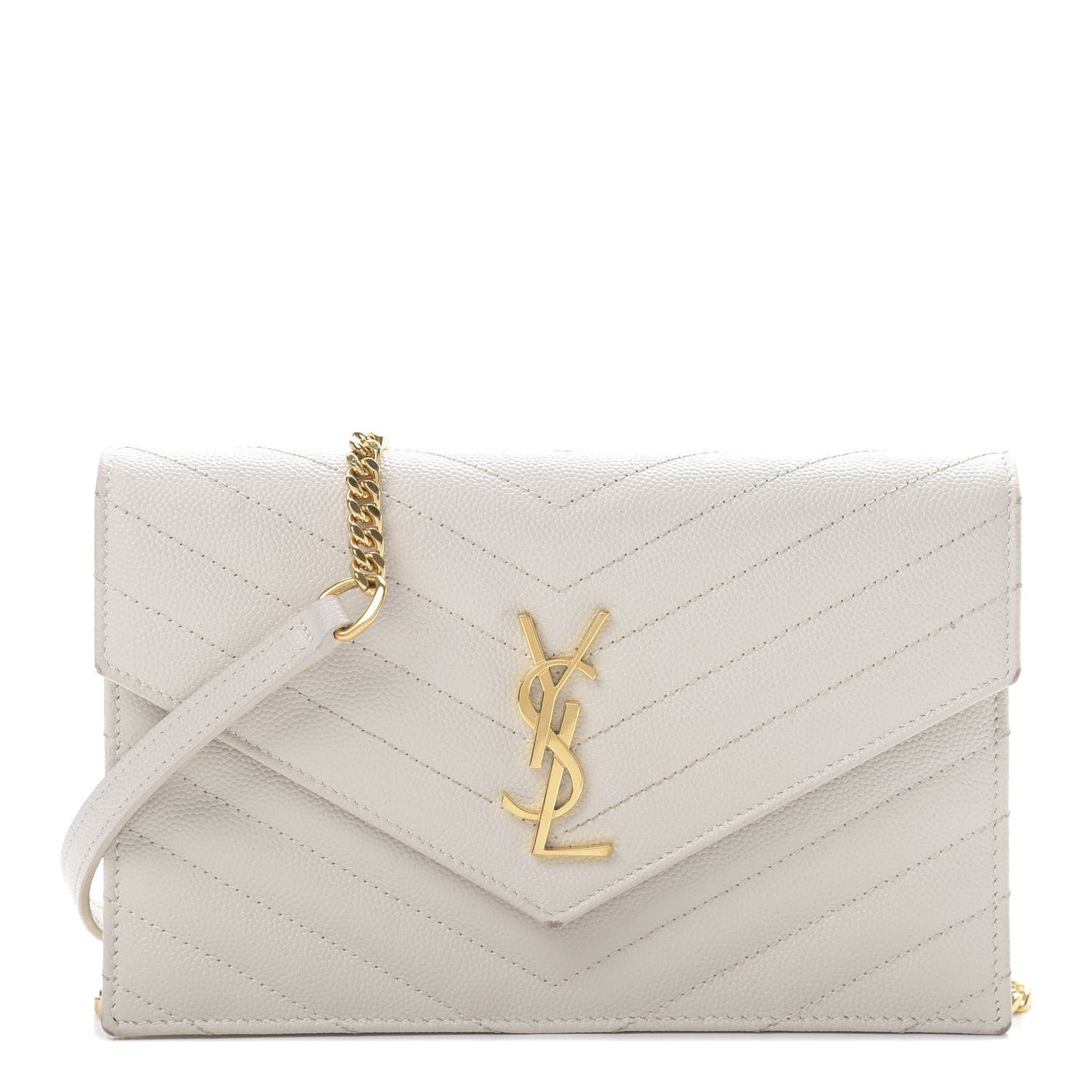 Grain De Poudre Matelasse Chevron Monogram Envelope Chain Crema Soft