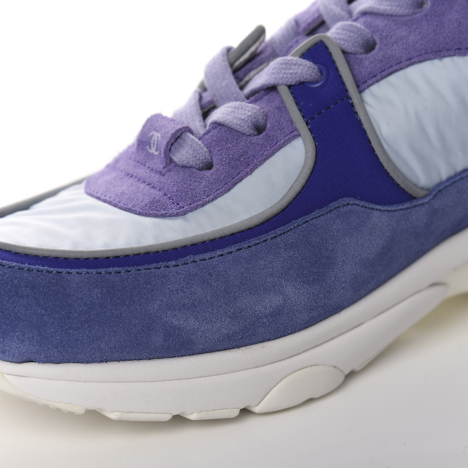 Chanel Nylon Calfskin Suede CC Womens Sneakers 39 Light Blue 12 of 14