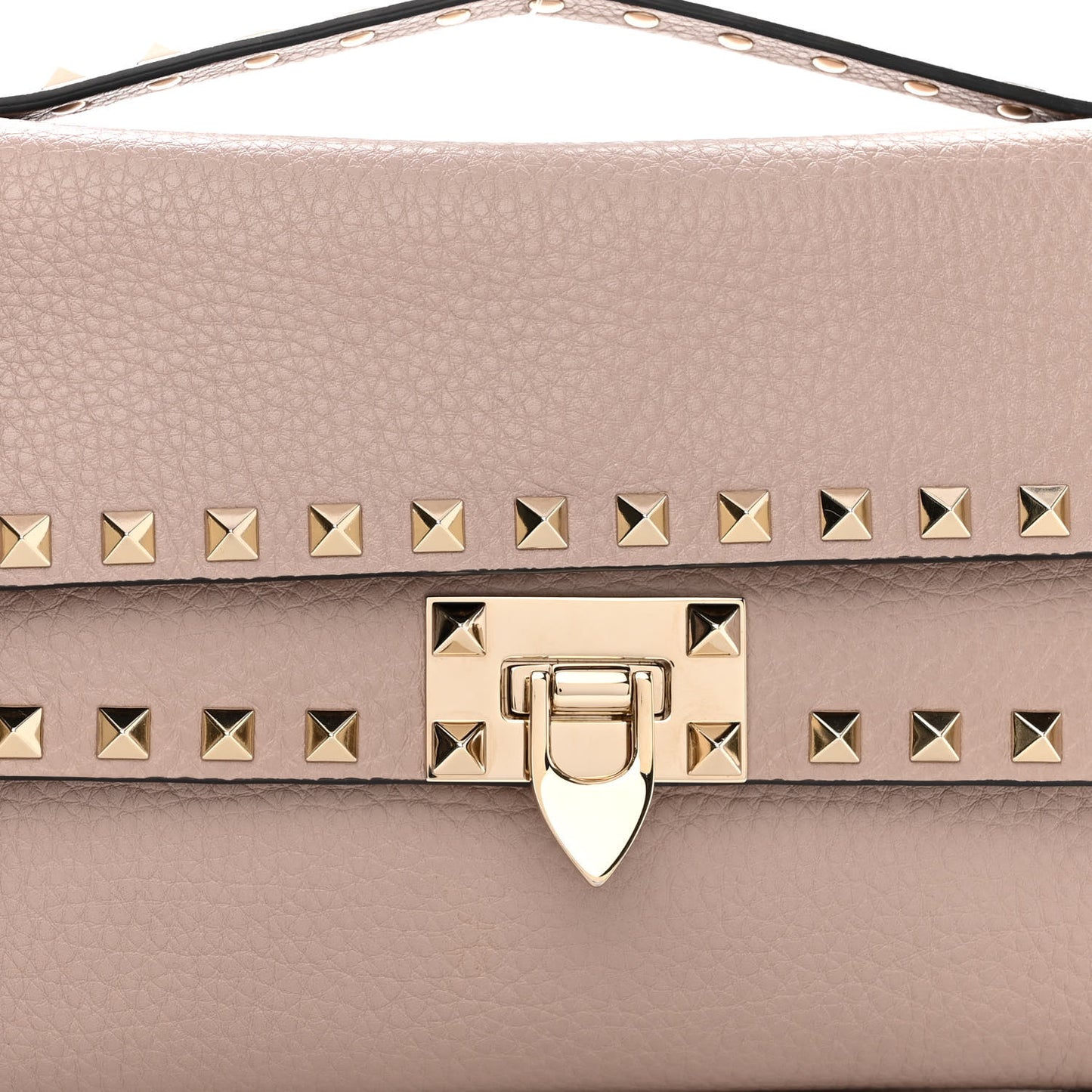 Pebbled Calfskin Rockstud Double Flap Crossbody Bag Poudre