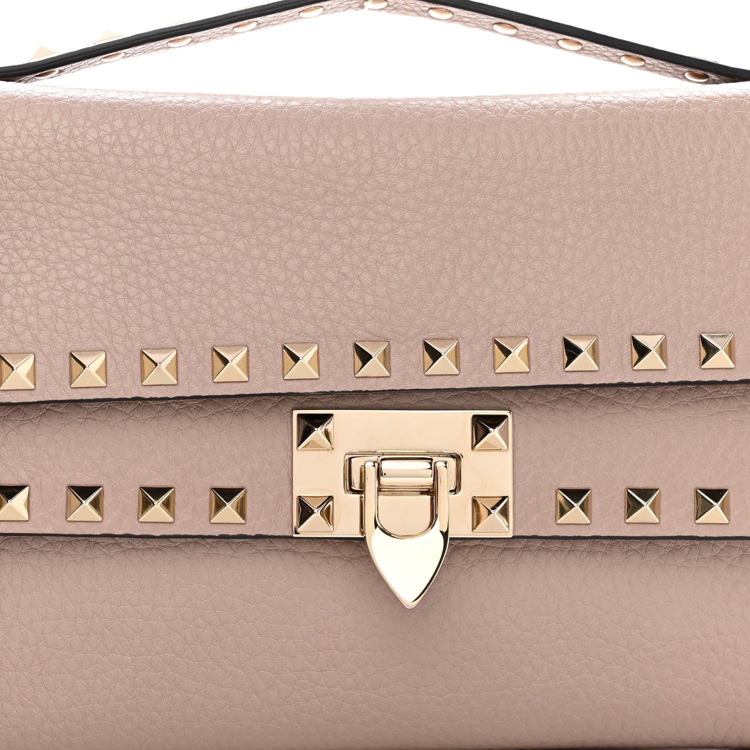 Valentino Garavani Pebbled Calfskin Rockstud Double Flap Crossbody Bag Poudre 8 of 11