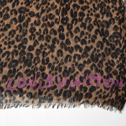 Louis Vuitton Cashmere Silk Leopard Etole Stole Marron 4 of 5