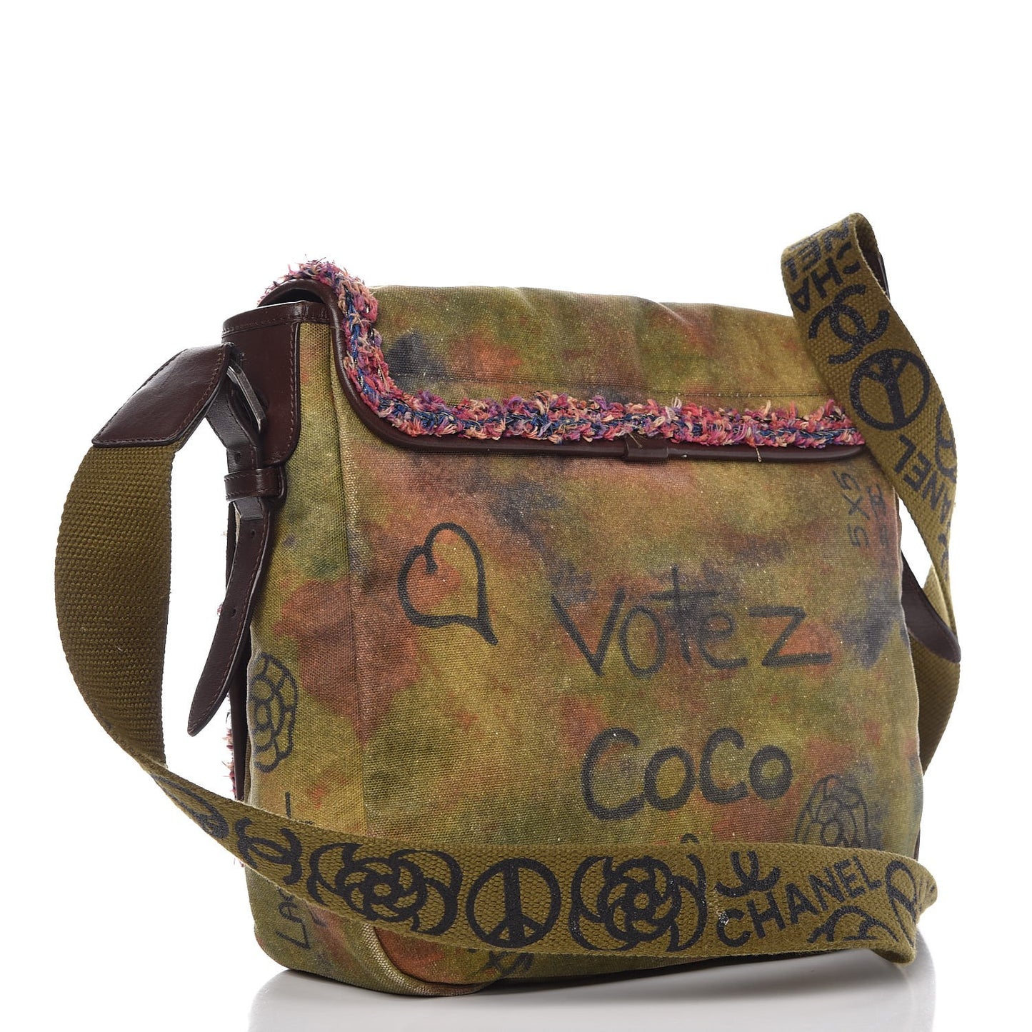 Washed Toile Graffiti On The Pavements Messenger Khaki Multicolor