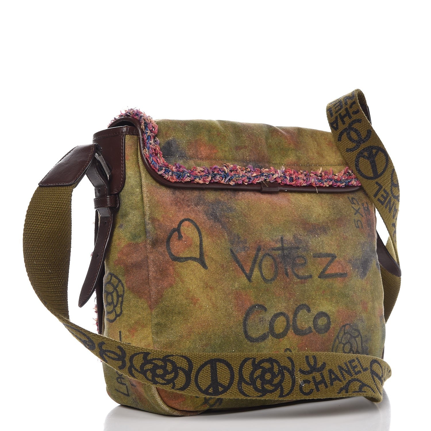 Chanel Washed Toile Graffiti On The Pavements Messenger Khaki Multicolor 3 of 9