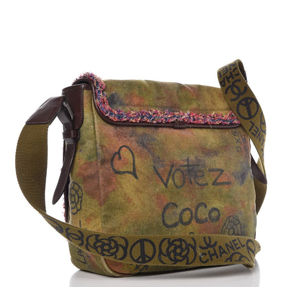 Chanel Washed Toile Graffiti On The Pavements Messenger Khaki Multicolor 3 of 9