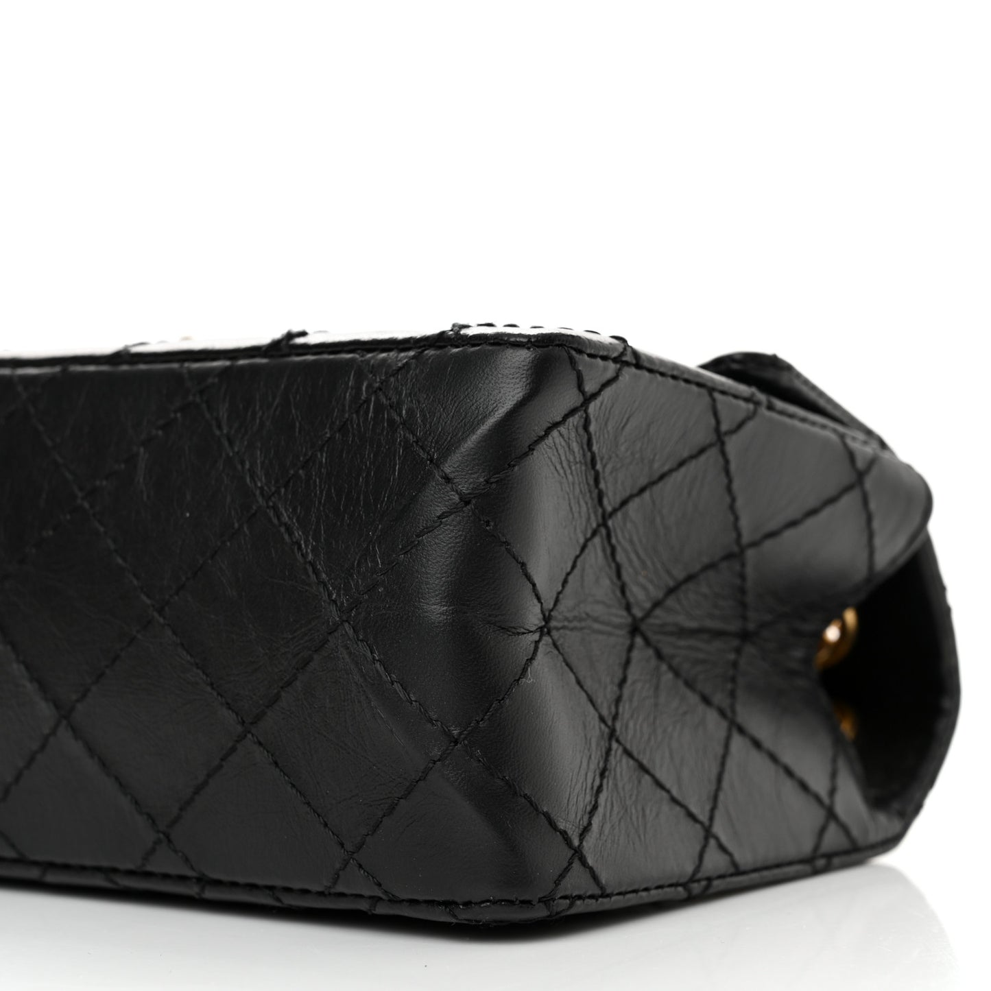 Aged Calfskin Quilted 2.55 Reissue Mini Flap Black