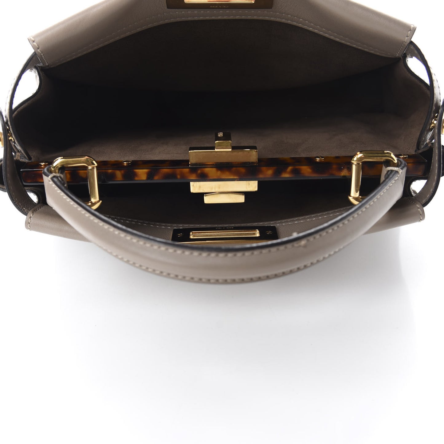 Vitello Seta Plexiglass Tortoise Medium Peekaboo Iconic Satchel Tortora