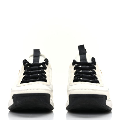 Chanel Velvet Calfskin Mixed Fibers CC Sneakers 37.5 Ivory Black 2 of 7