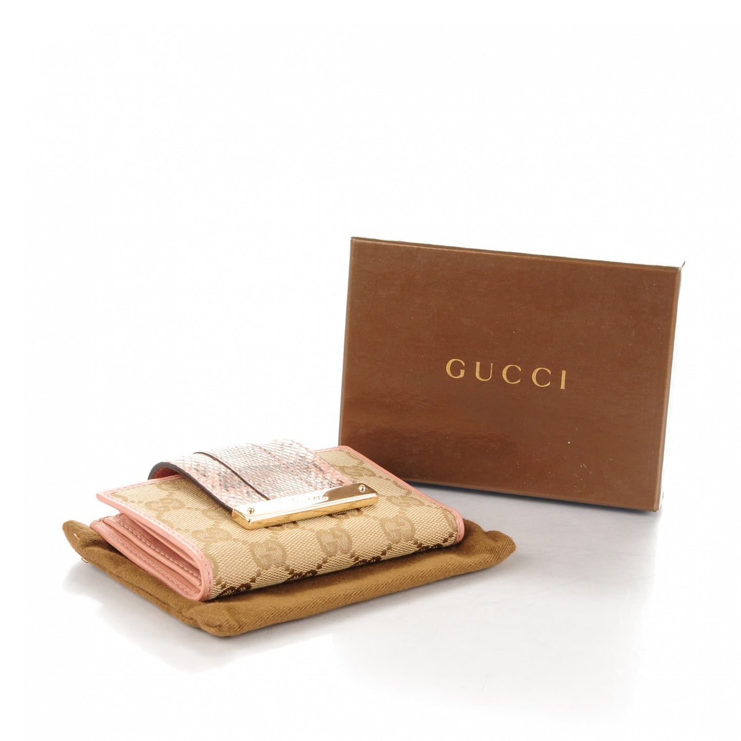 Monogram Python Metal Bar French Flap Wallet Pink