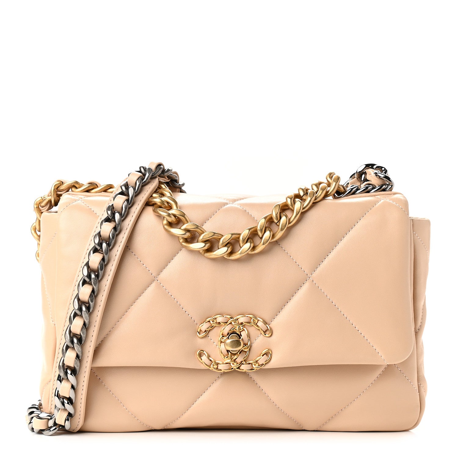 Chanel Lambskin Quilted Medium Chanel 19 Flap Beige 1 of 9