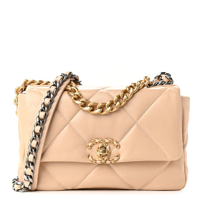 Chanel Lambskin Quilted Medium Chanel 19 Flap Beige 1 of 9