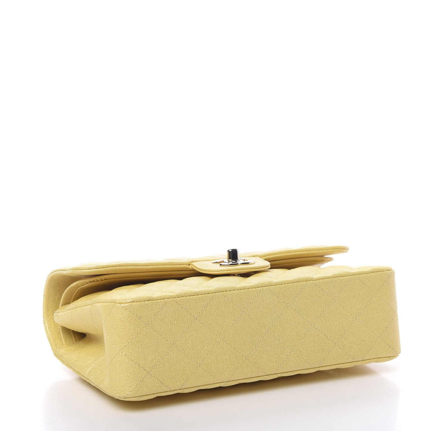 Iridescent Caviar Quilted Small Double Flap Yellow