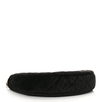 Chanel Velvet Crystal Quilted Chain Hobo Black 4 of 11
