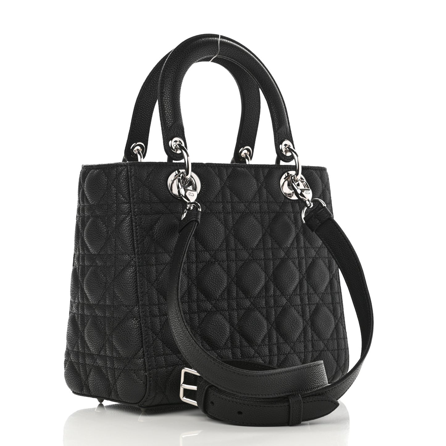 Grained Calfskin Cannage Medium Lady Dior Black