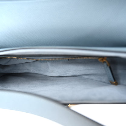 Christian Dior Grained Calfskin Saddle Bag With Strap Horizon Blue 5 of 9